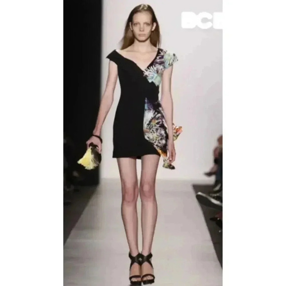 BCBGMAXAZRIA RUNWAY Color Block Mini Dress size 4 - Picture 1 of 12